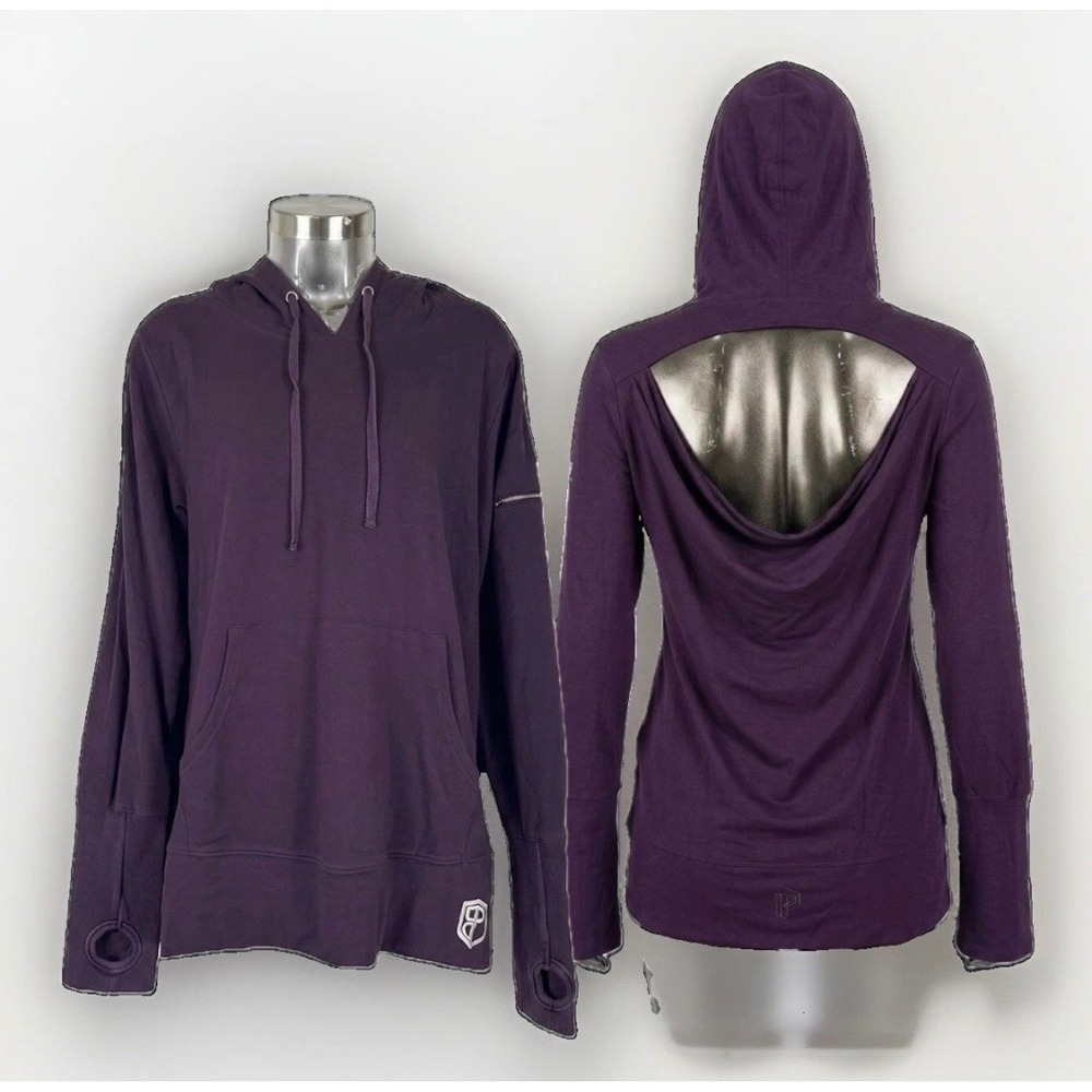 Born Primitive "The Rest Day" Medium Cut-Out Back Hoodie Purple Sleeve Pockets